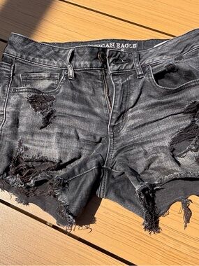 American Eagle Outfitters Distressed Black Jean Shorts